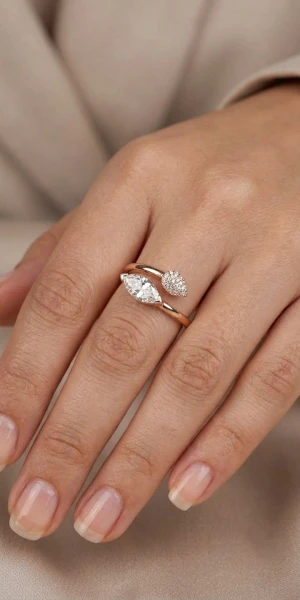 Rose Gold Double Diamond Ring Gallery View