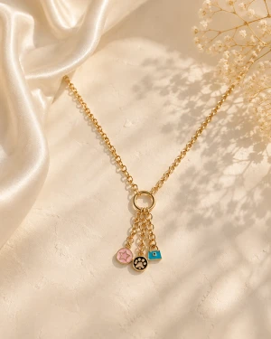 Gold Women’s Multi-Charm Pendant Necklace Main View