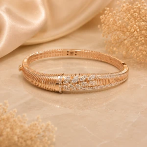 Rose Gold CZ Designer Women’s Bangle Main View
