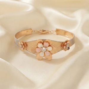 Elegant Gold Floral Designer Bracelet Main View