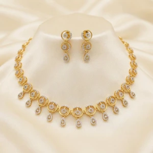 Elegant Gold Women’s Half Set – Necklace & Earrings Main View