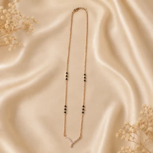 Elegant Gold Women’s Mangalsutra with V-Shaped Pendant Main View