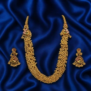 Oxidized Silver Temple Necklace Set Main View