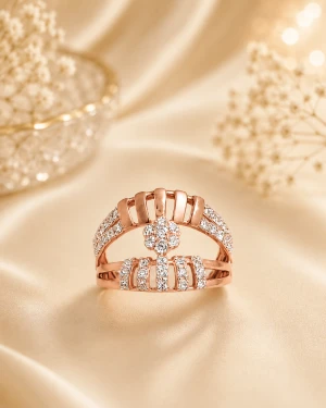 Rose Gold Women’s Floral Statement Ring Main View