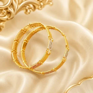 Women’s Gold Beaded Designer Bangle Main View