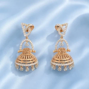 Elegant Pave-Set CZ Gold Jhumka Earrings Main View