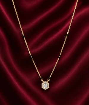 Gold Women’s Hexagon Pendant Mangalsutra Main View
