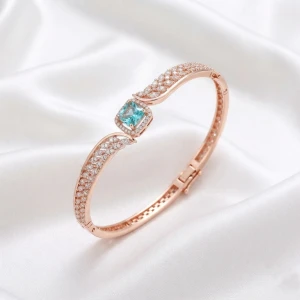 Rose Gold Women’s Threaded Designer Bangle Main View