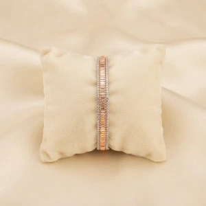 Silver Baguette and Pavé Diamond Bangle Main View