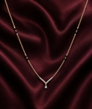 Gold Women’s V-Shape CZ Mangalsutra Main View
