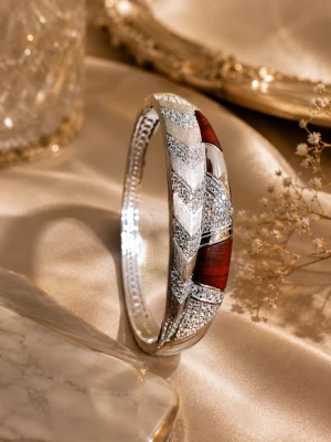 925 Sterling Silver Mocha Brown Crystal Designer Kada Main View
