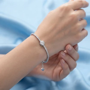 Sterling Silver Solitaire CZ Tennis Bracelet Gallery View