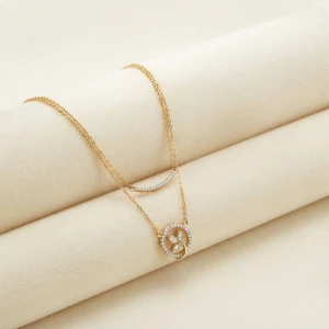 Exquisite Diamond Layered Circle and Bar Necklace Main View