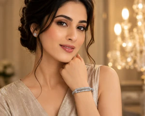 Silver 925 Diamond-Style Designer Kada Bracelet for Women Gallery View