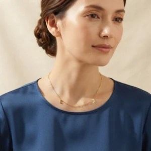 Dainty Gold Crescent Moon Chain Necklace Main View