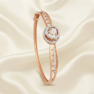 Solitaire Halo Rose Gold Bangle Main View