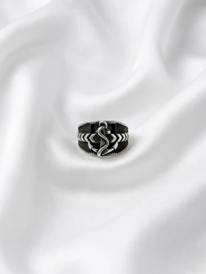 Nautical Anchor Silver Men's Ring Main View