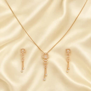 Gold CZ Pendant Set for Women Main View