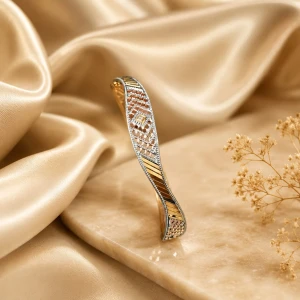 Gold Women’s Designer Dual-Tone Geometric Kada Main View