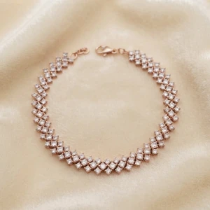 Radiant Triple-Row Diamond Tennis Bracelet in Rose Gold Gallery View