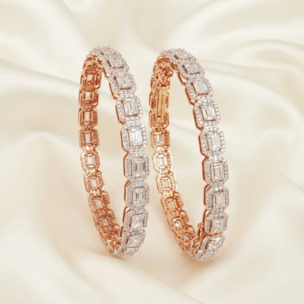Octagonal Baguette Diamond Rose Gold Kadas