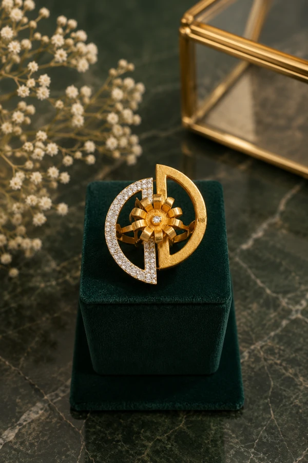 Lustrous Gold Halo Ring
