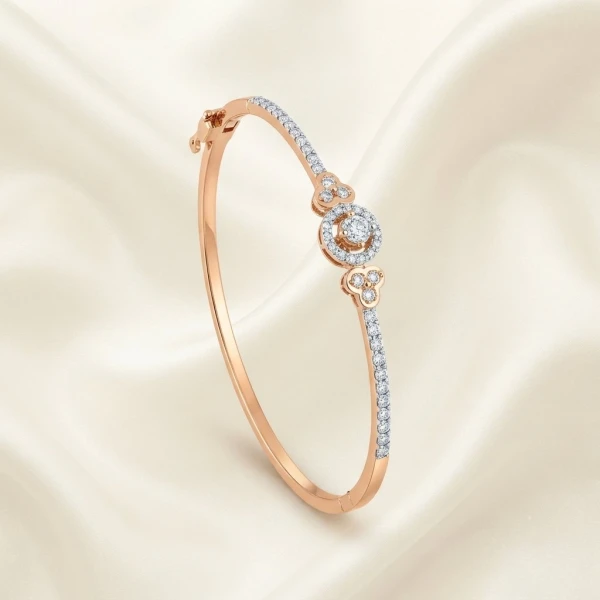 Floral Cluster Diamond Rose Gold Bangle