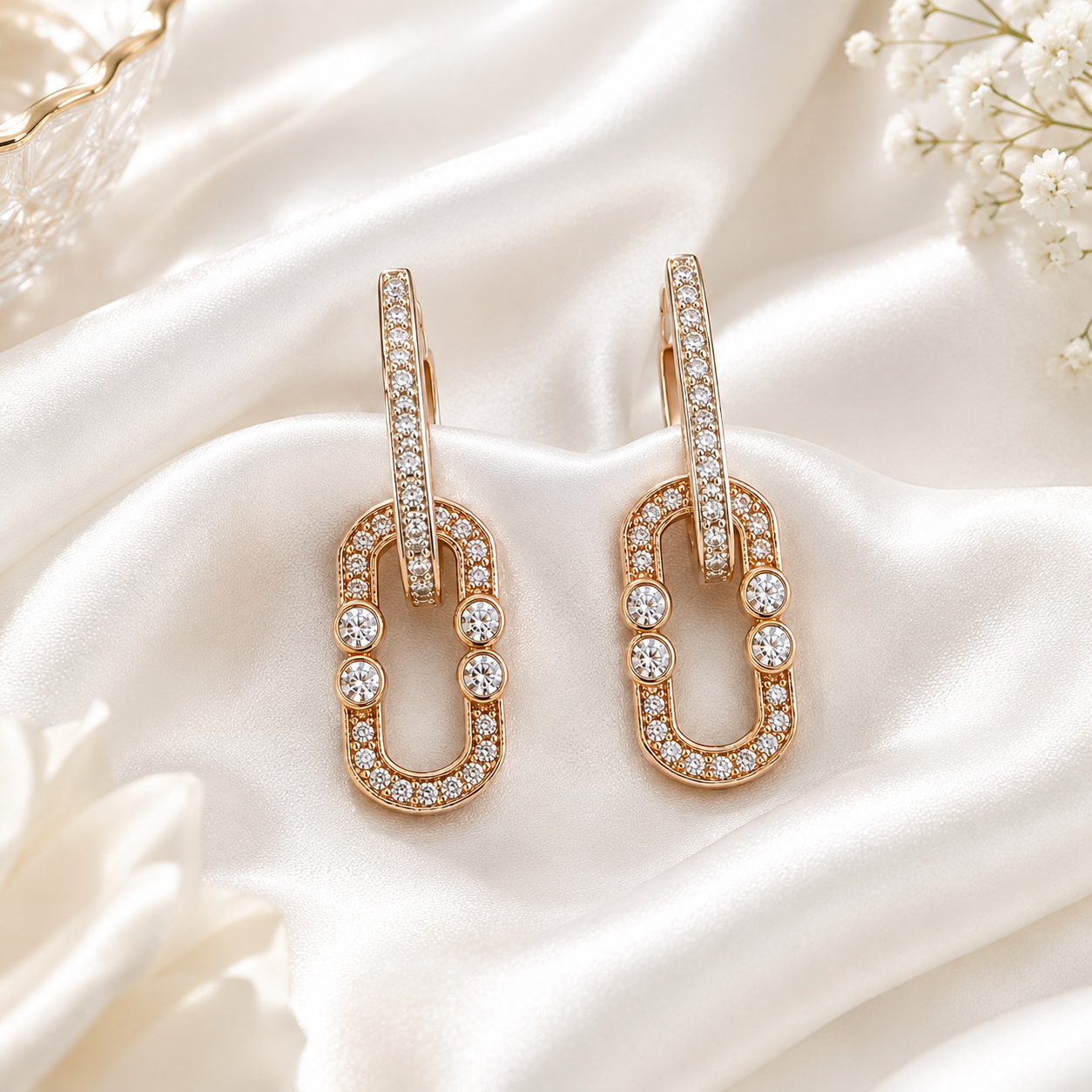 Elegant Diamond Women’s U-Shaped Drop Earrings