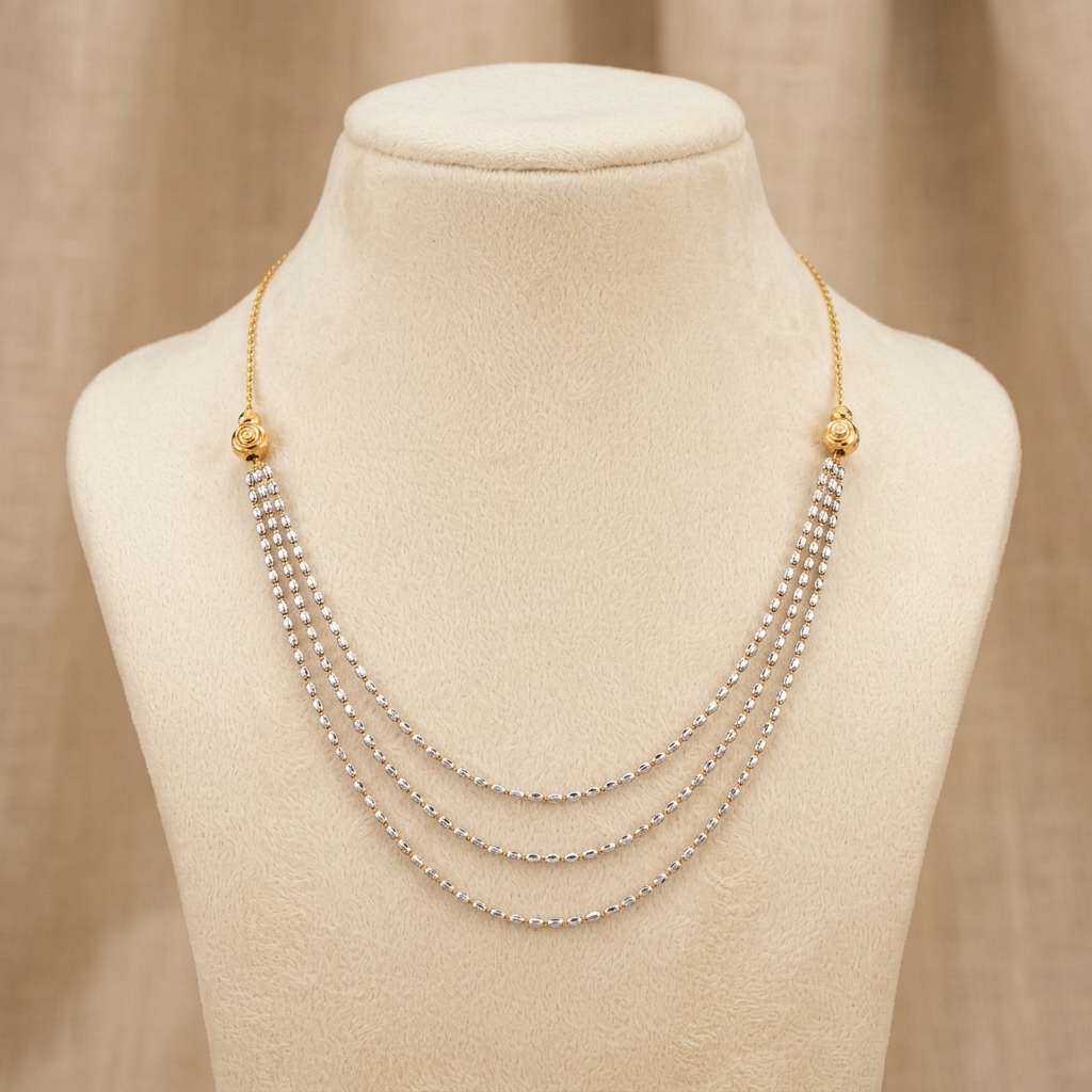 Classic Gold Triple Strand Rice Bead Chain