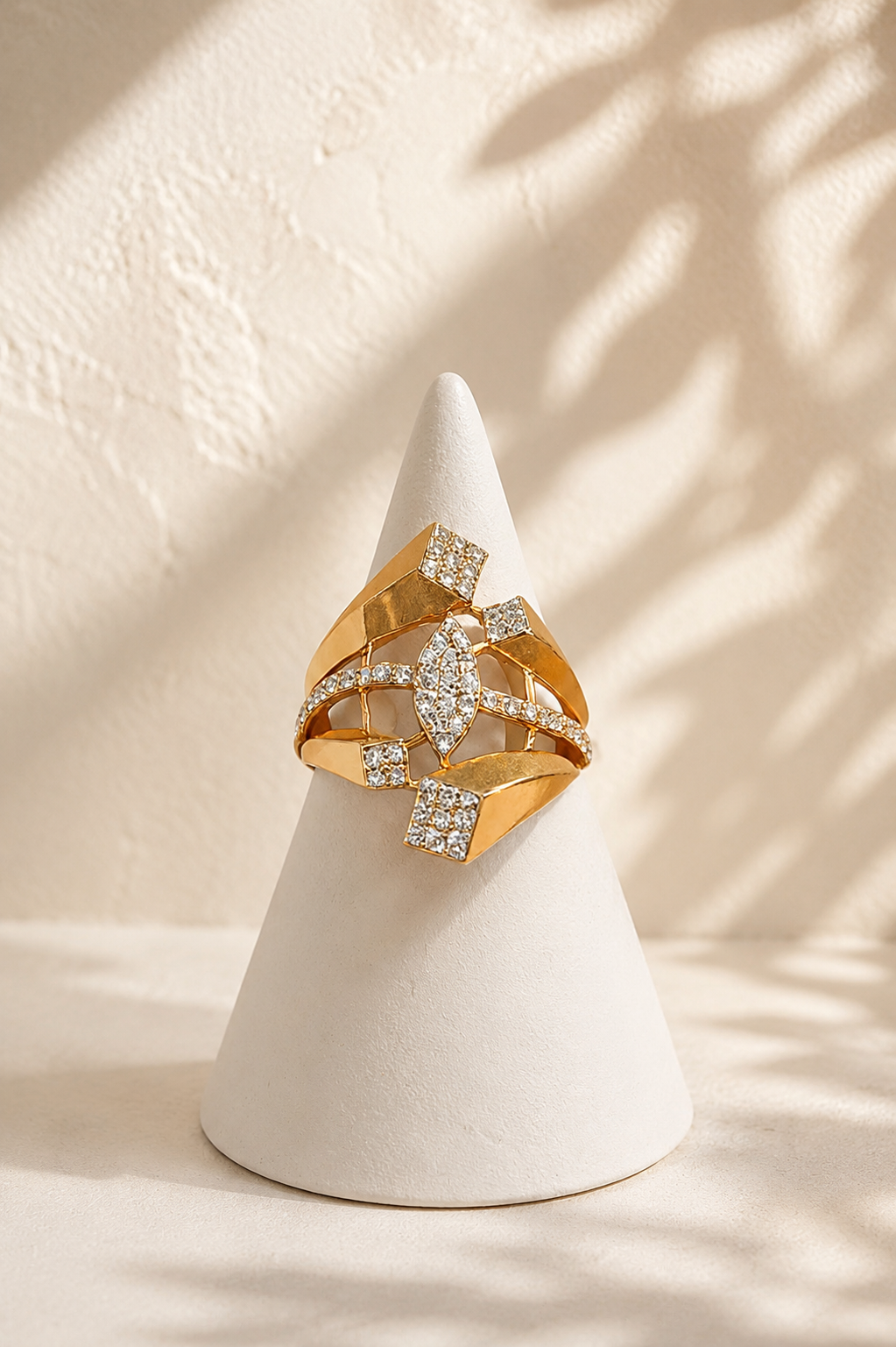 Artisan Gold Geometric Marquise Cage Ring