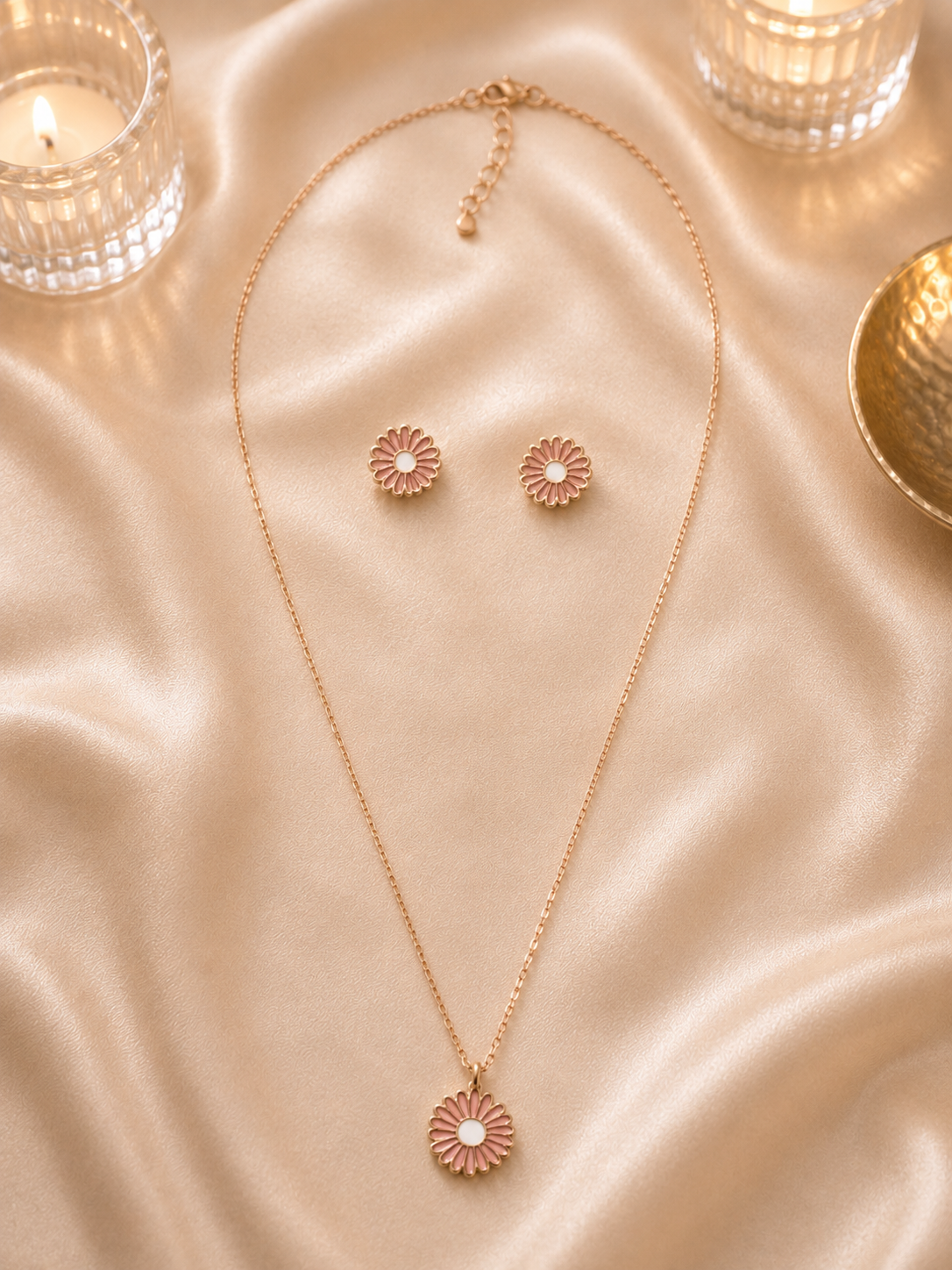 Opulent Silver Floral Necklace Set