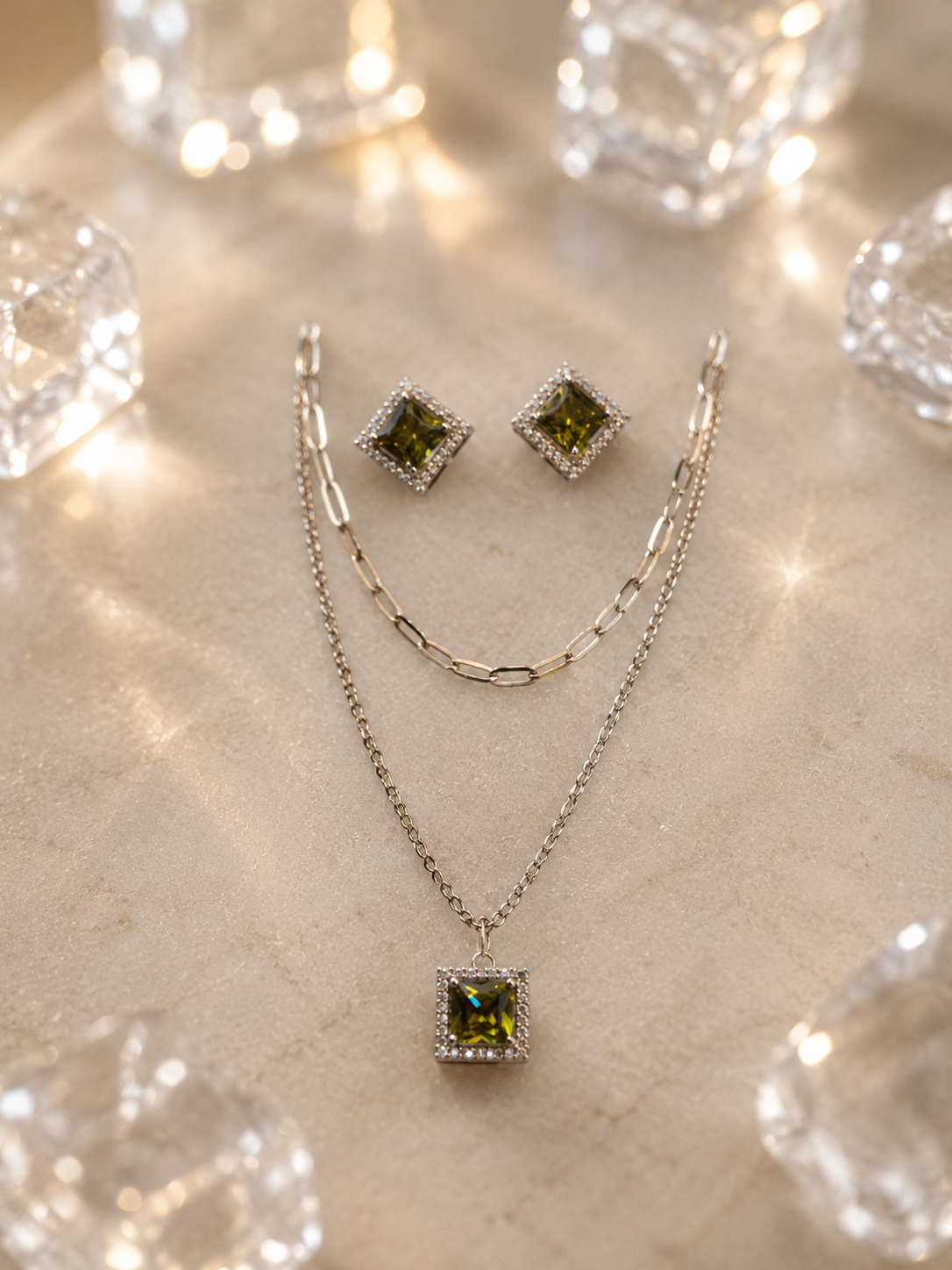 Tranquil Silver Antique Pendant Set
